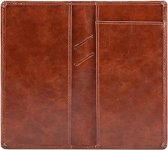 Aurya Leather Checkbook Cover Holder with Free Divider and Middle Pen Design